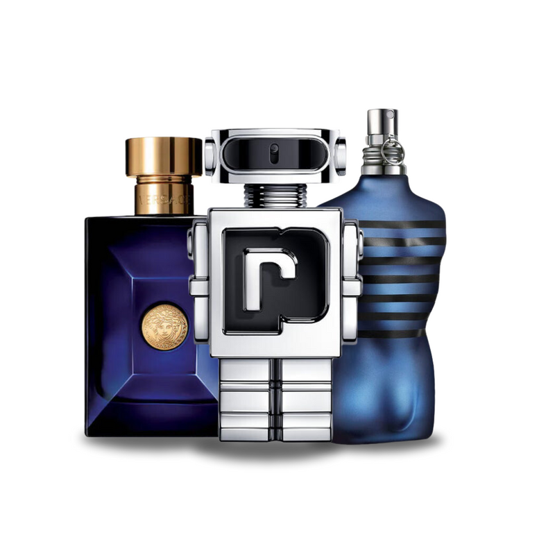 Versace DYLAN BLUE, Paco Rabanne PHANTOM, Jean Paul Gaultier ULTRA MALE